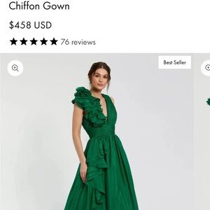 Mac Duggal Vibrant Green Ruffle Chiffon Dress